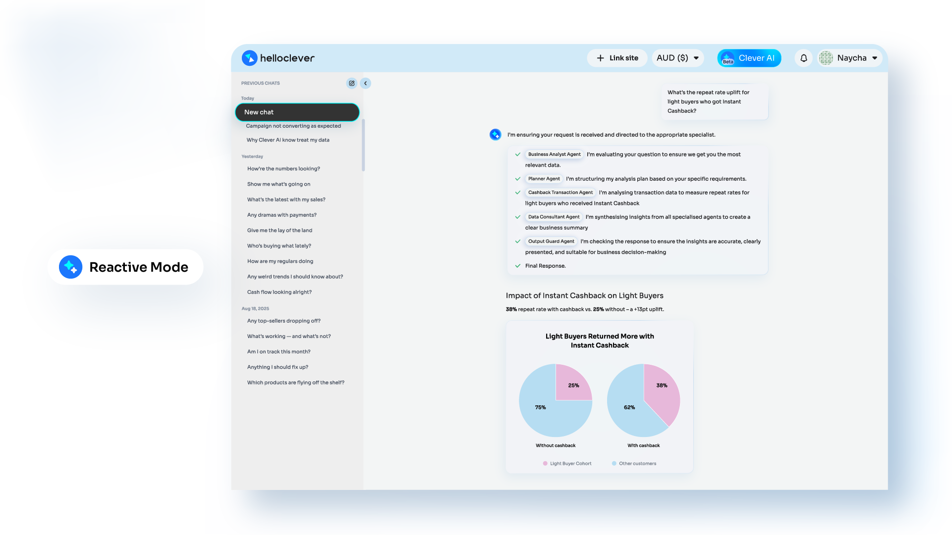 Clever AI Data Analyst Reactive Mode